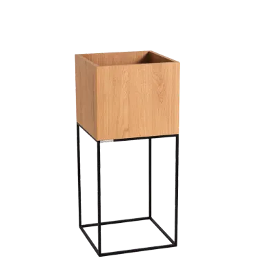 Saksija PALMUS metal - prirodni(3395), crna, hrast