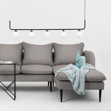 Kutna garnitura POSH P crna - steel, čelik siva