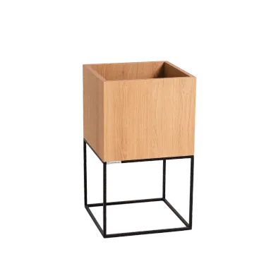 Saksija PALMUS metal - prirodni(3395), crna, hrast
