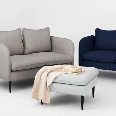 Sofa POSH crna dvosjed - steel, čelik siva