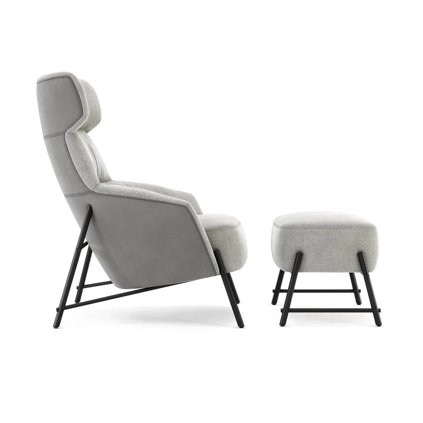 Set Hubert naslonjač i tabure Aspen — stražnji prikaz
