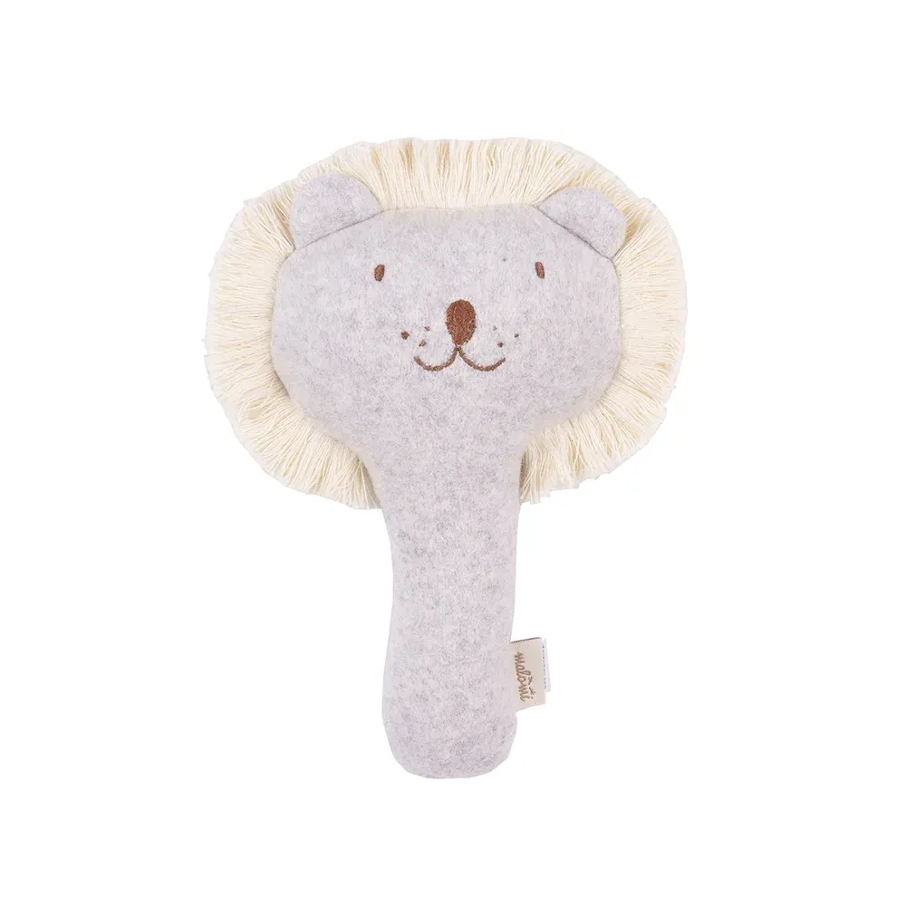 Rattle Toy Lion Organic Grey Melange