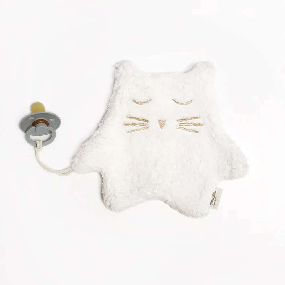 Pacifier Holder Cuddly Toy Kitten Ecru