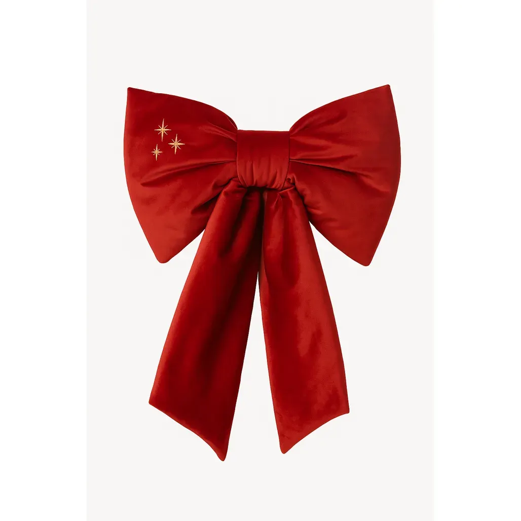 Velvet Christmas Bows With Golden Stars Carmin Red · M