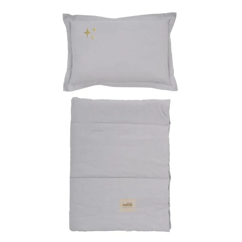 Washed Cotton Bedding Set Stars Grey X · L
