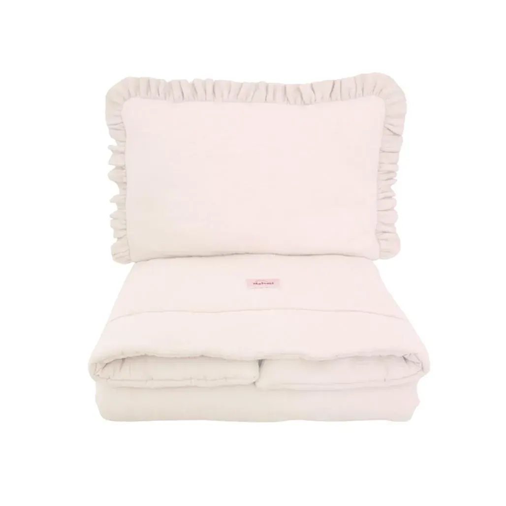 Muslin Bedding Set With Filling Ruffles Natural · M