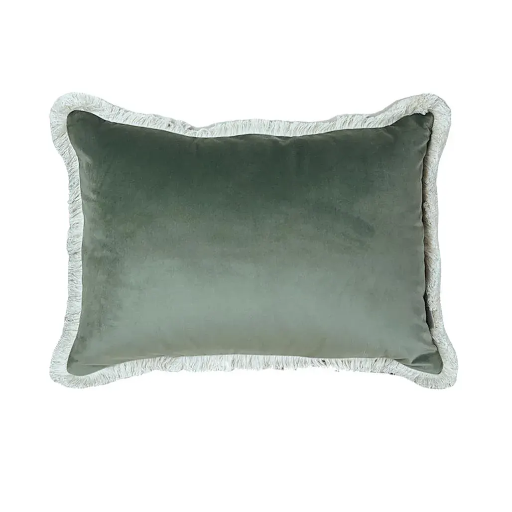 Pillow Delux With Fringles Forest Green