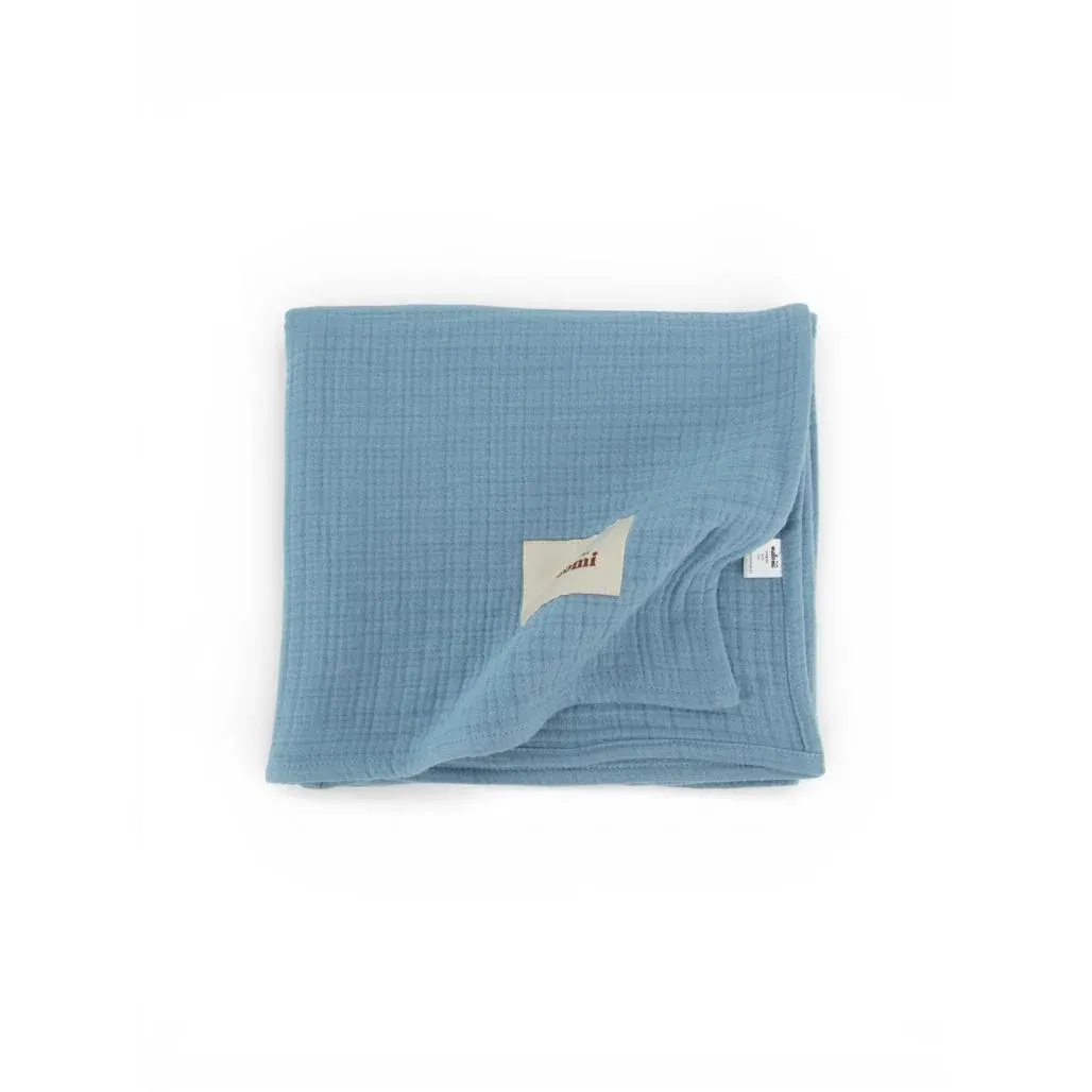 6 Layer Muslin Blanket Coverlet Blue · S