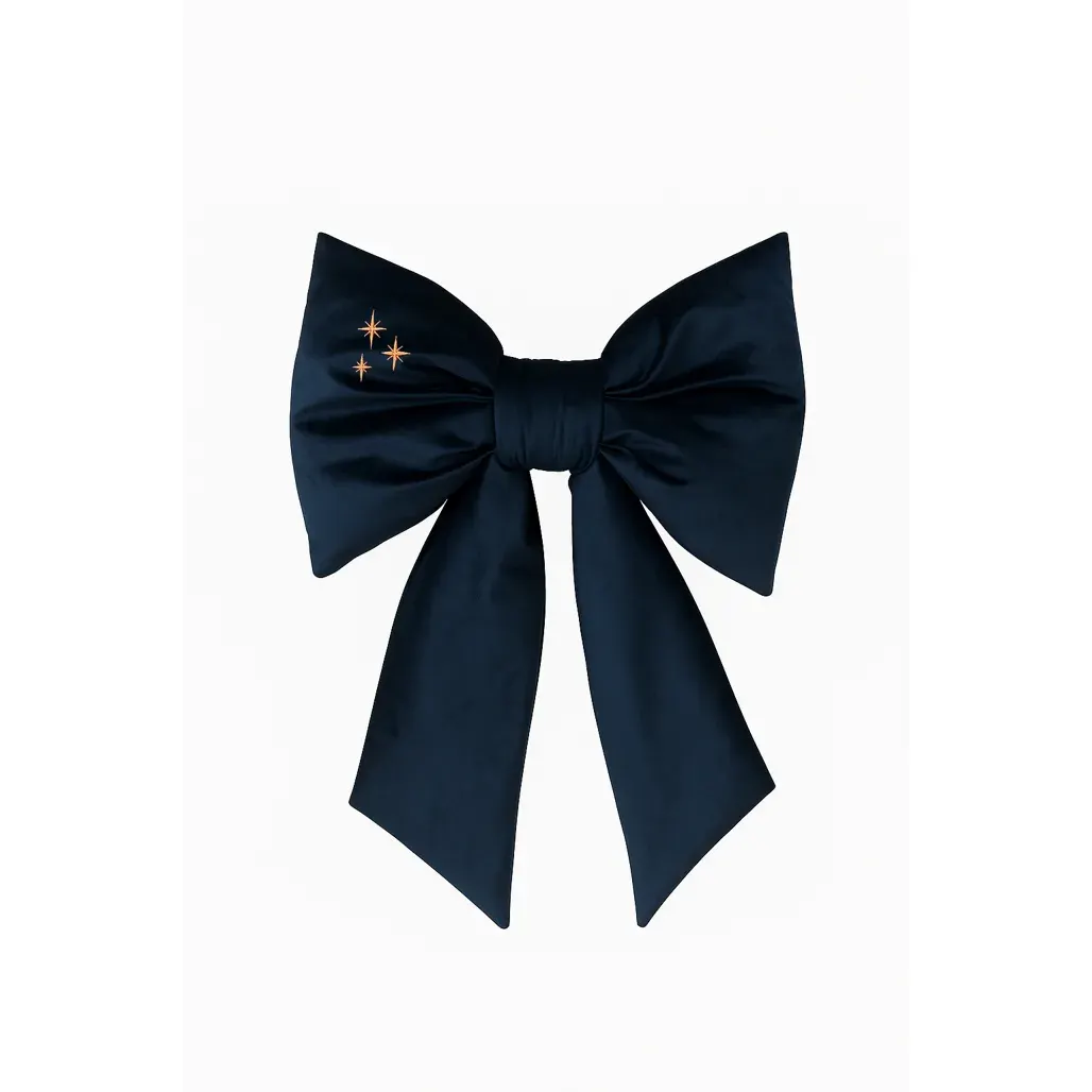 Velvet Christmas Bows With Golden Stars Royal Blue · M