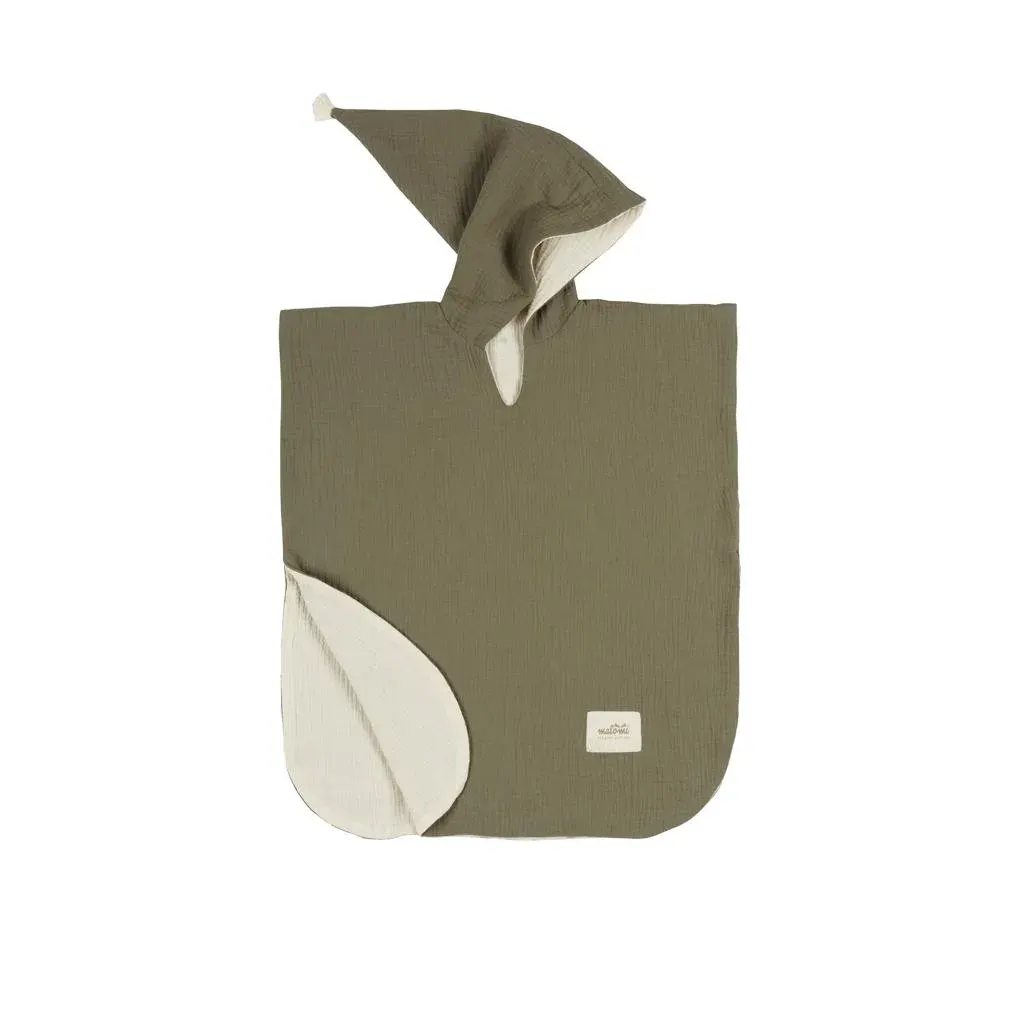 Poncho Muslin Forest Green Recommended For 3 8 Years · M