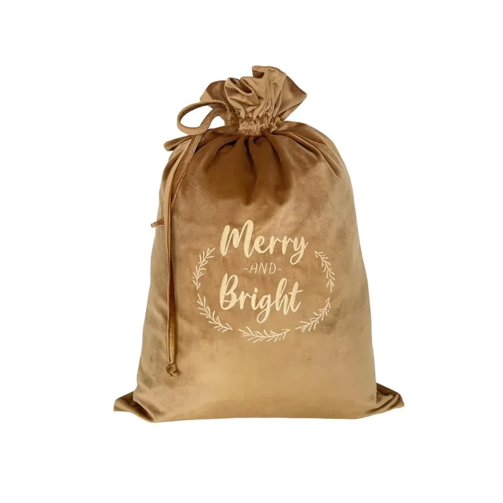 Christmas Bag Golden Bronze Merry And Bright