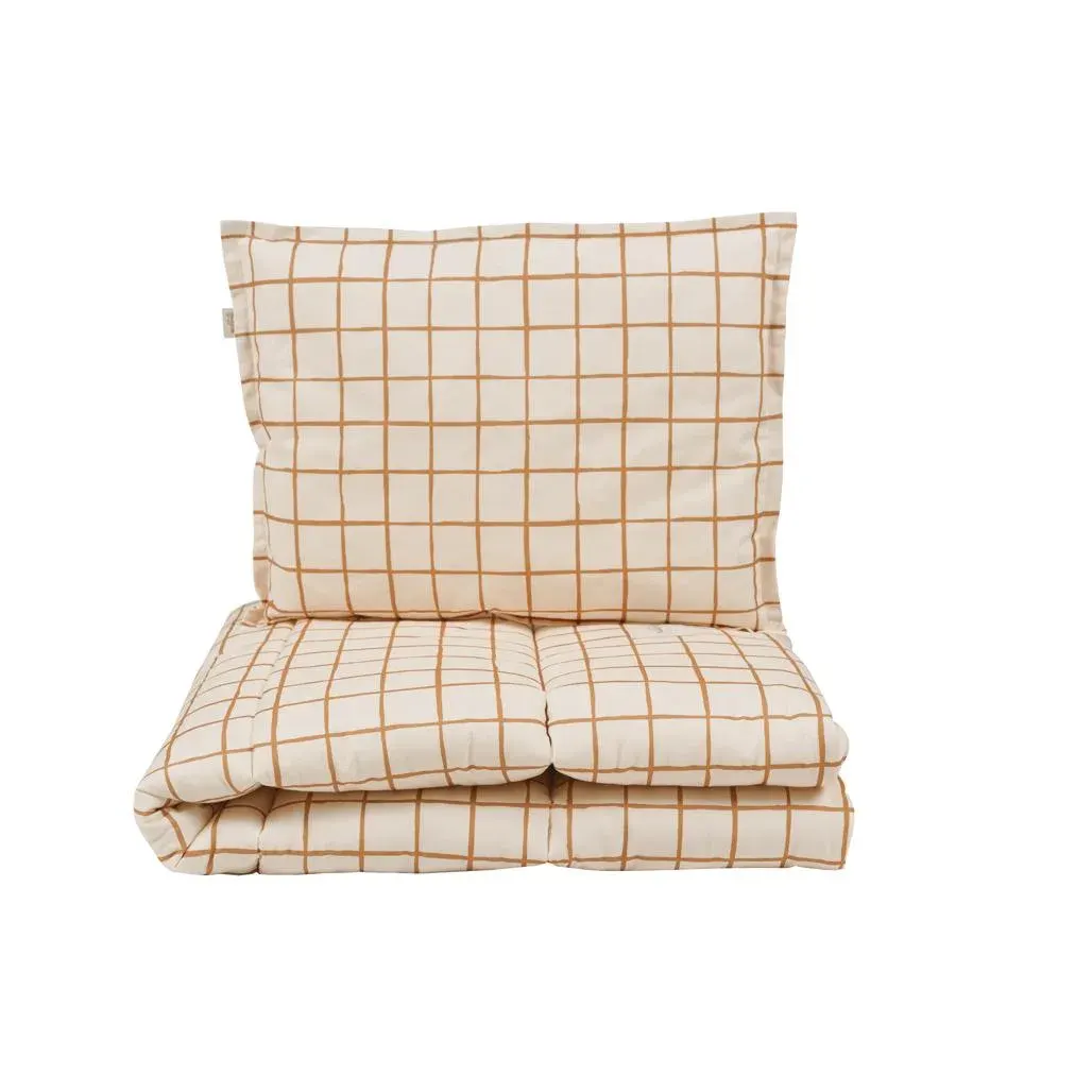 Cotton Bedding Set Cemel Check Camel Check 2 4years · L