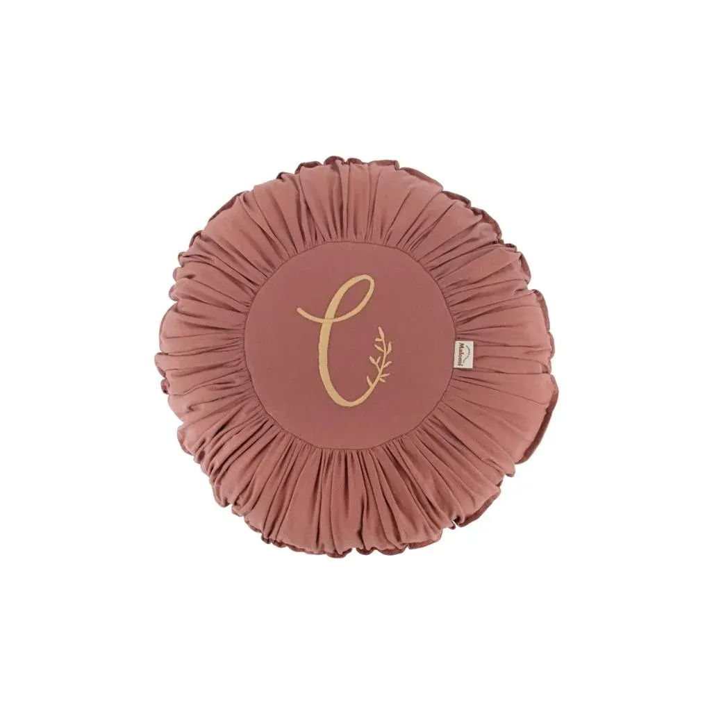 Round Washed Cotton Decorative Pillow Mauve