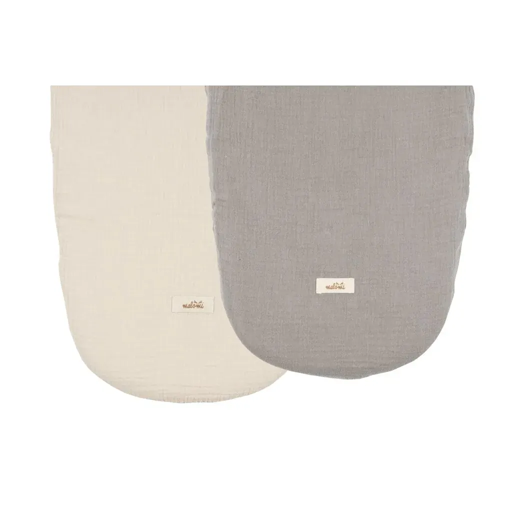 Muslin Carry Cot Moses Basket Sheet Grey Natural 2 Pack