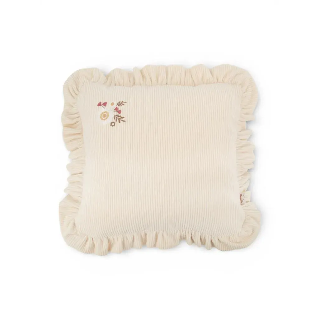 Decorative Corduroy Cushion With Frill Natural