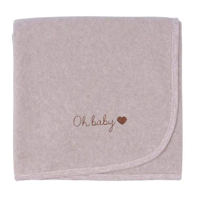 Organic Fleece Blanket Beige Melange