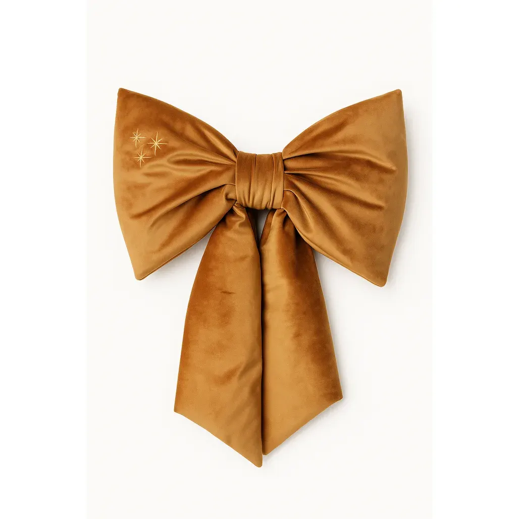 Velvet Christmas Bows With Golden Stars Golden Bronze · M