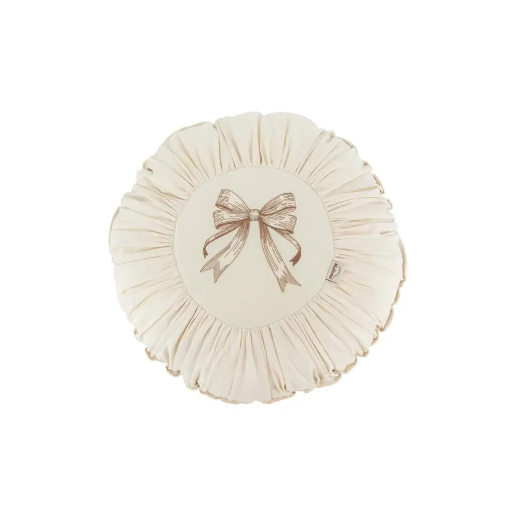 Round Washed Cotton Decorative Pillow Natural