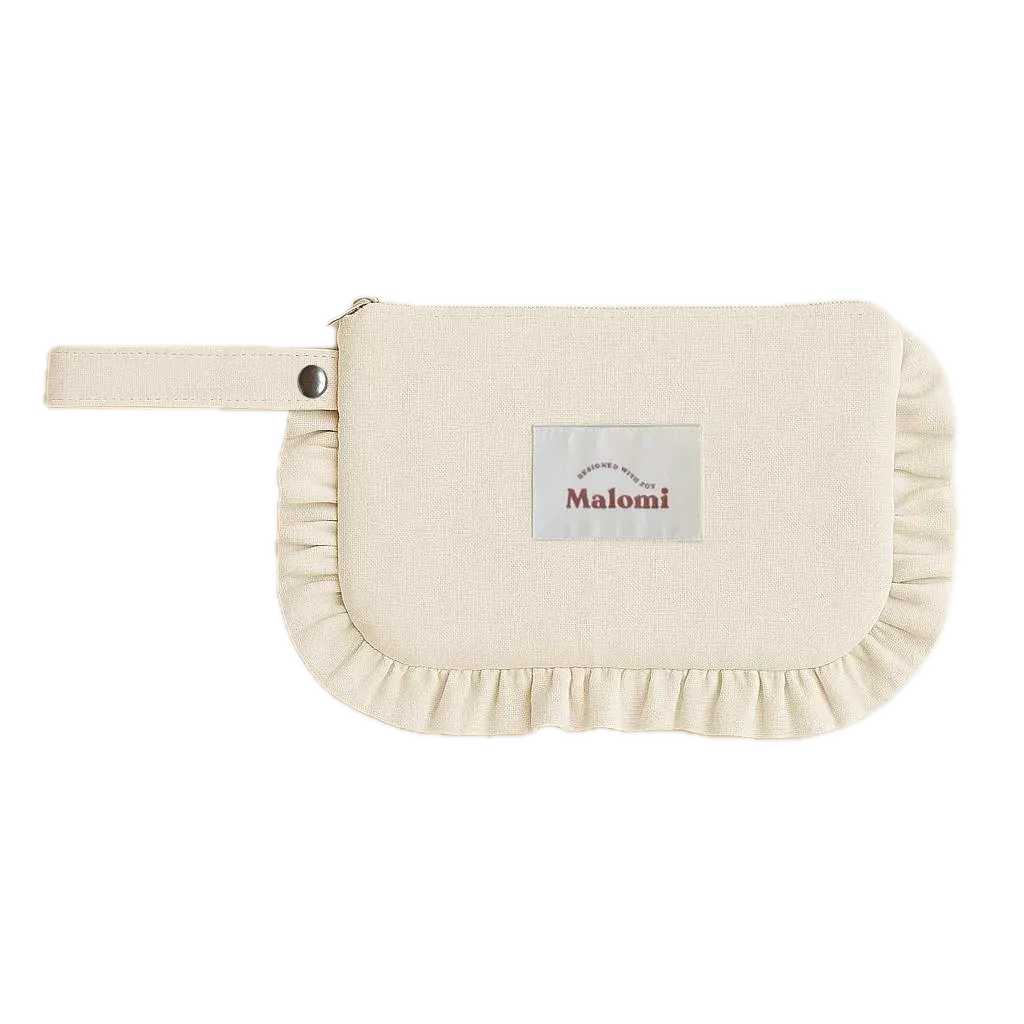 Toiletry Bag With Ruffles Natural