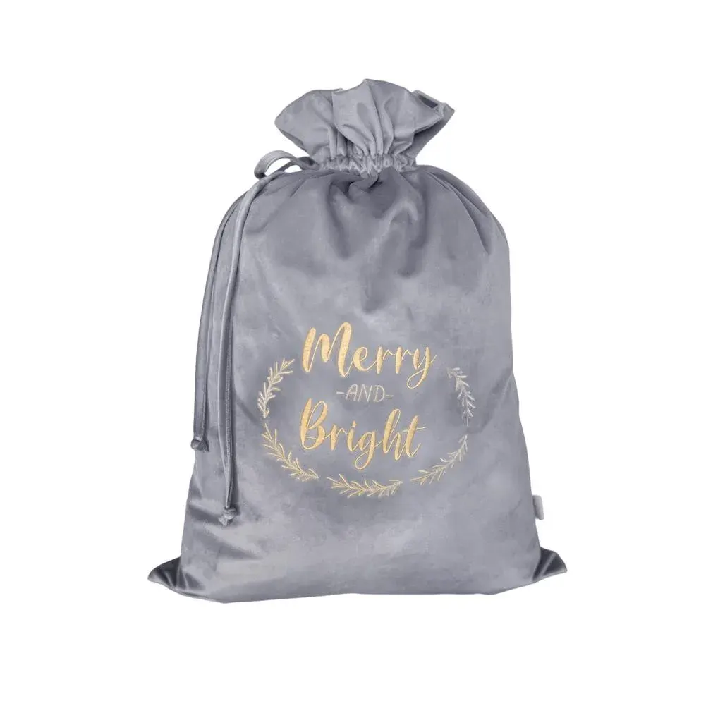 Christmas Bag Silver Grey Merry And Bright
