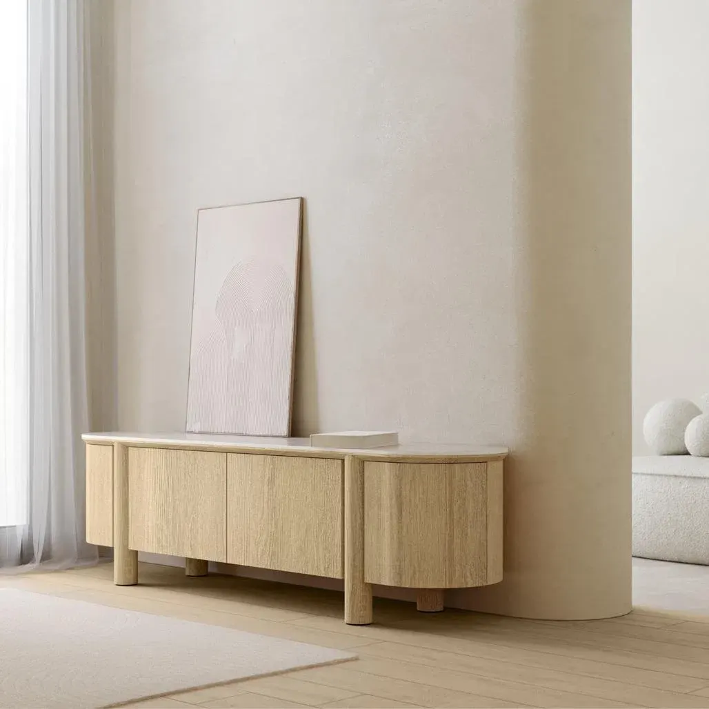 Tv komoda Cecile, hrast — bočni prikaz