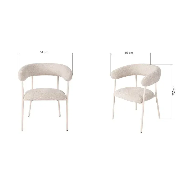 Tapecirana stolica Malua Beige, bijela — gornji prikaz