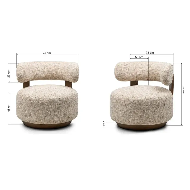 Fotelja Marabell Shapes, orah — stražnji prikaz