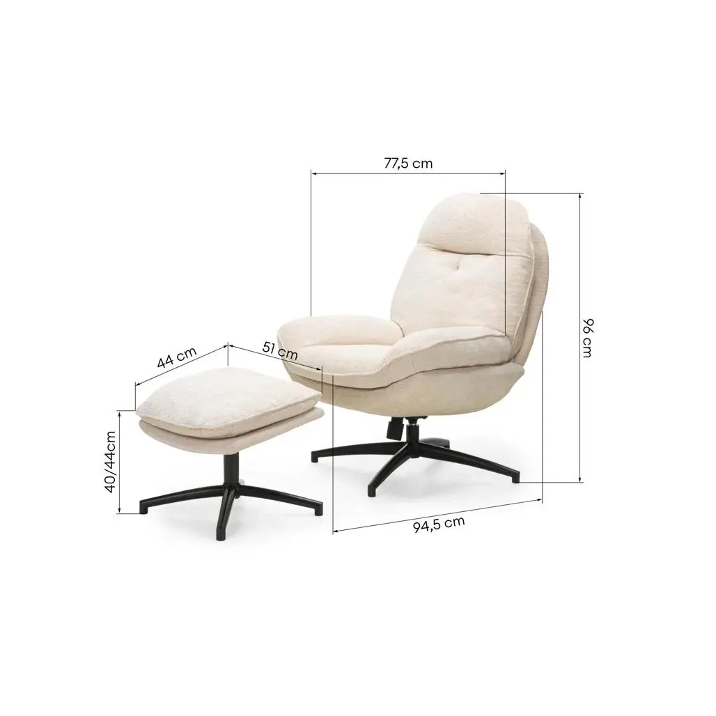 Naslonjač Merano, svijetlo bež — lifestyle prikaz