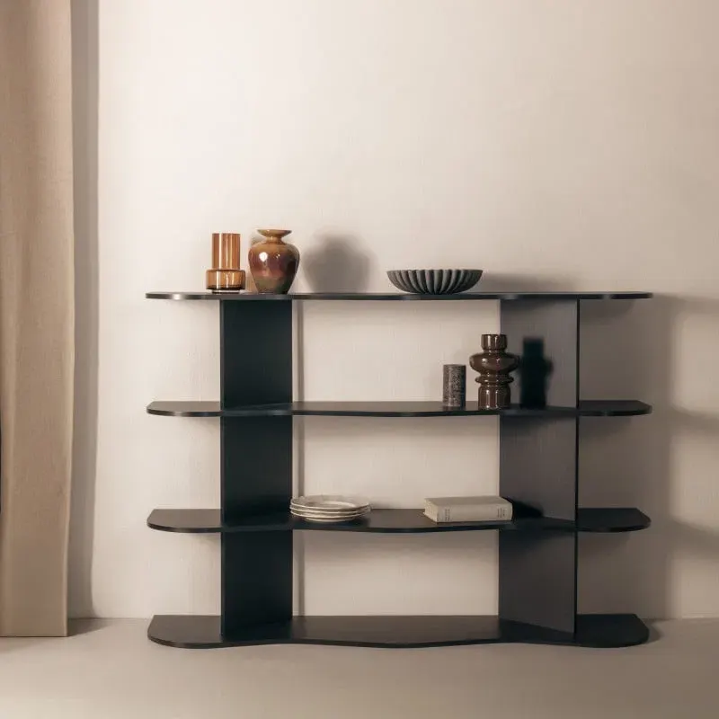 Polica Rhio Black, crna