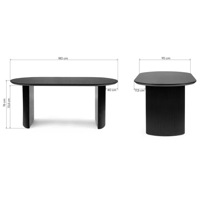 Blagovaonski stol Rizio Black, crna — lifestyle prikaz