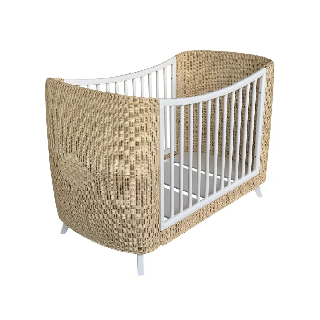 Dječji krevetić, Coquillage 60×120, snijeg — lifestyle prikaz