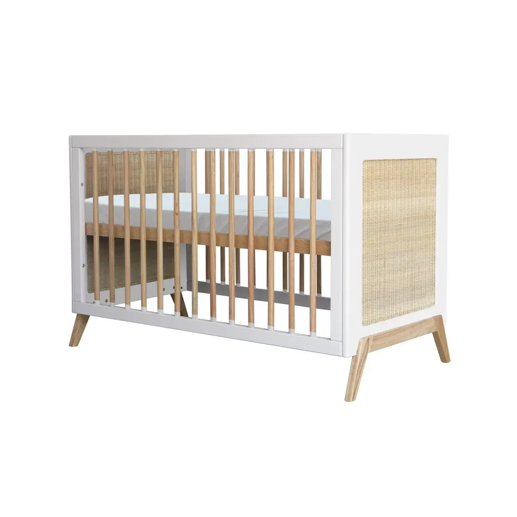 Marélia evolutivni dječji krevetić ratan 60×120 – snijeg