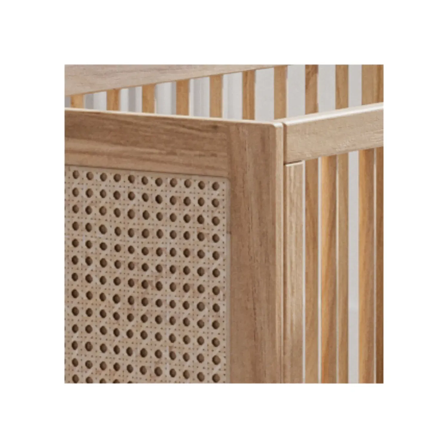 Dječji krevetić, Nami drvo 60×120, prirodni ratan — slika 8