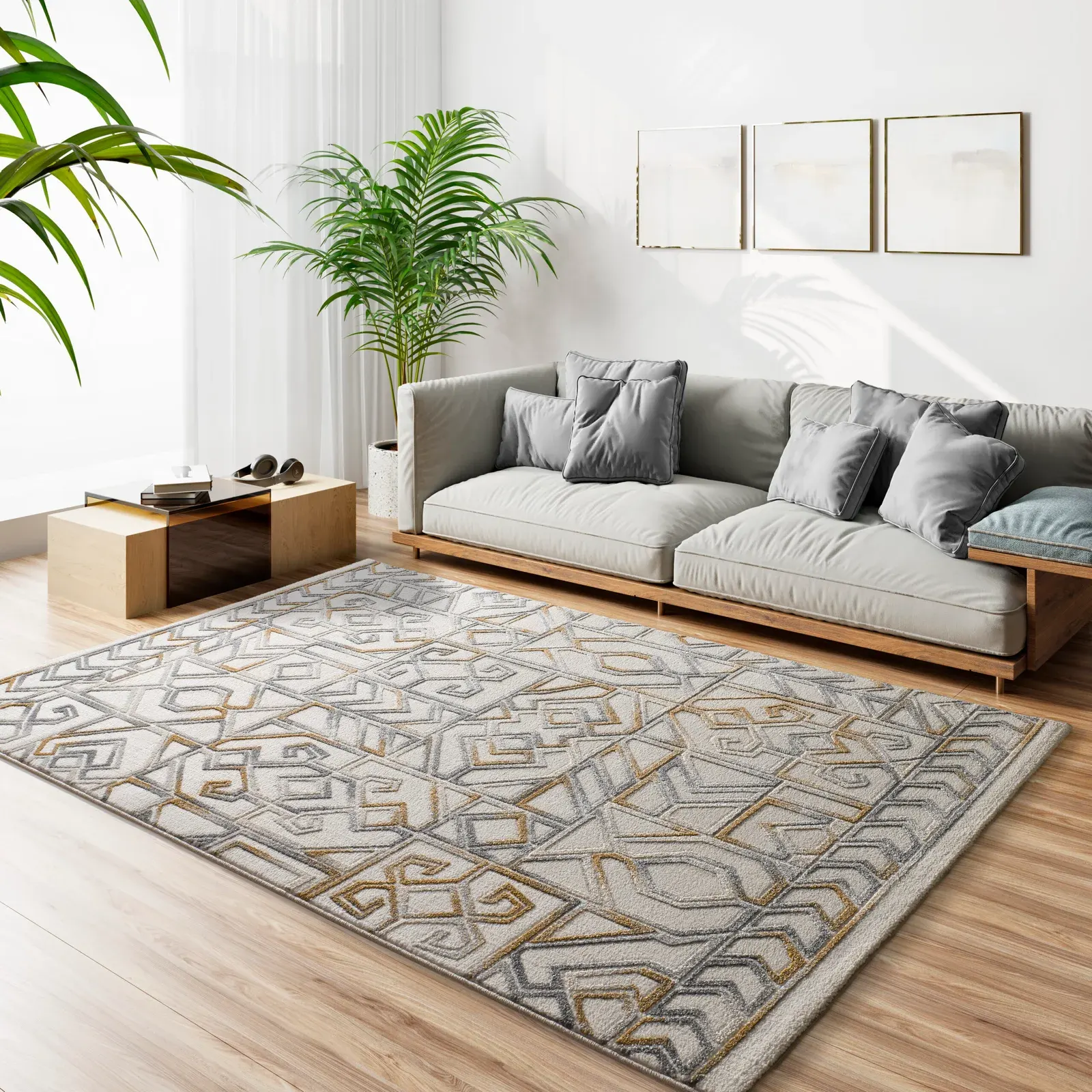 Tepih AMARA 12989 srebrna, 080×150 cm — gornji prikaz