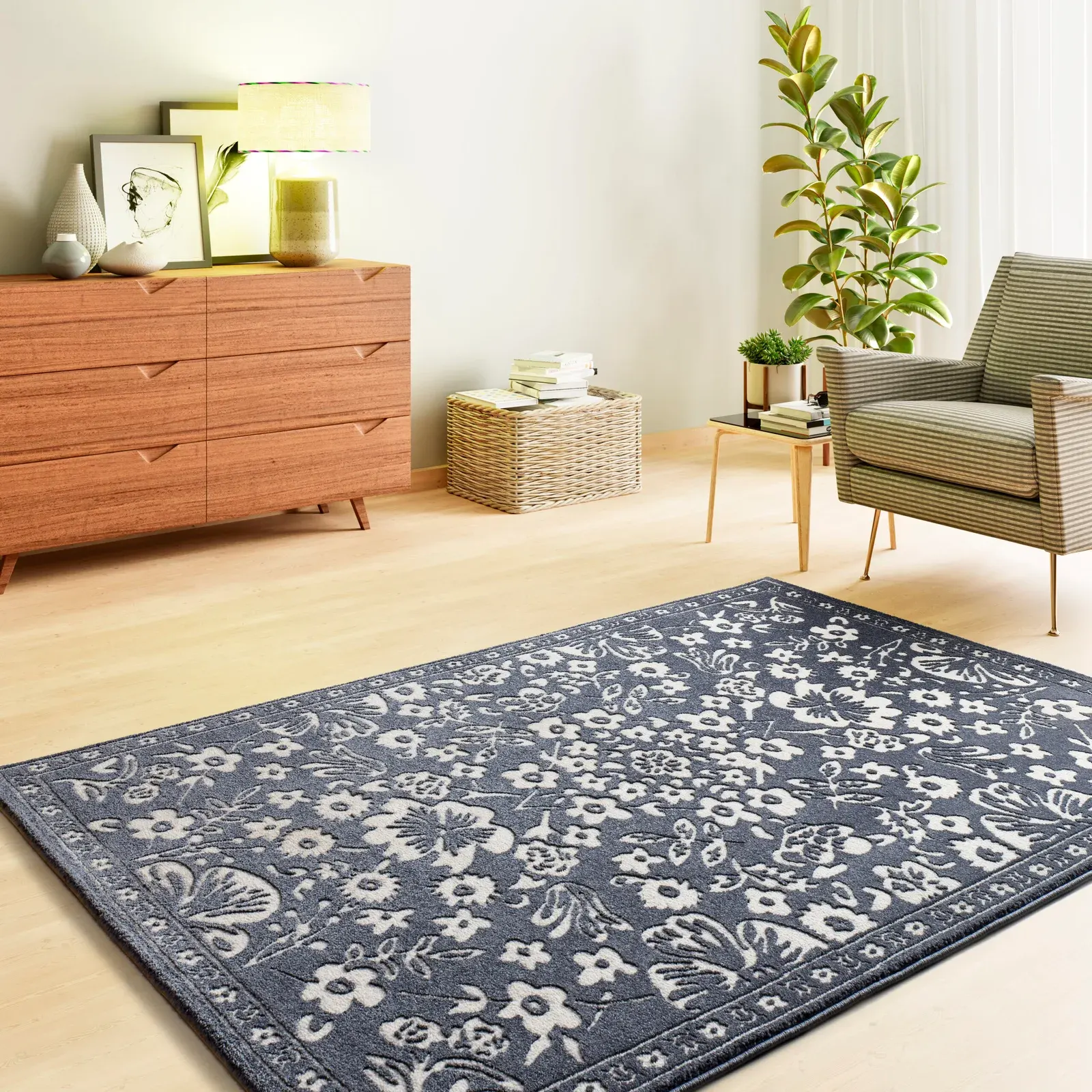Tepih AMARA 12994 plava, 080×150 cm — gornji prikaz