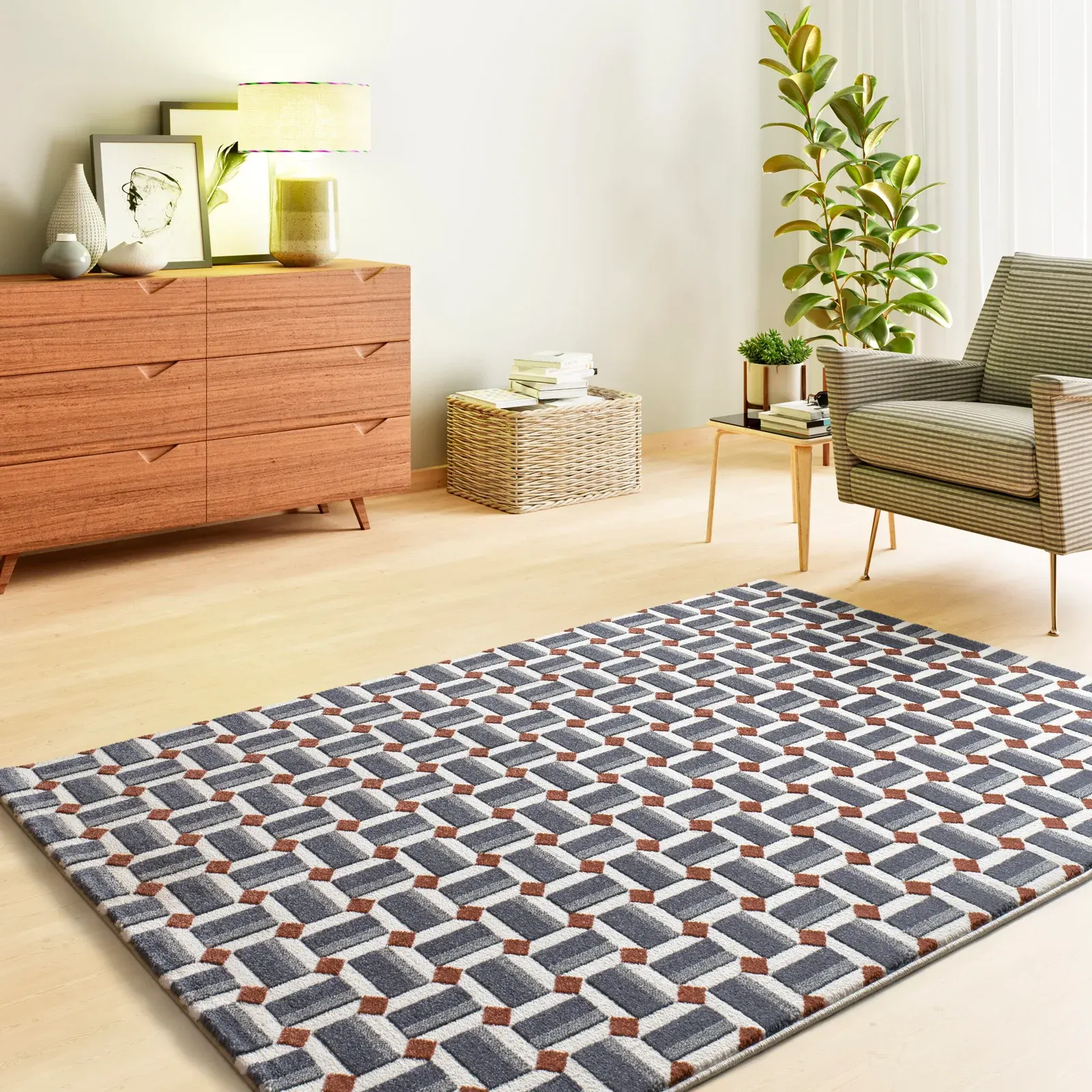Tepih AMARA 13000 plava, 080×150 cm — gornji prikaz
