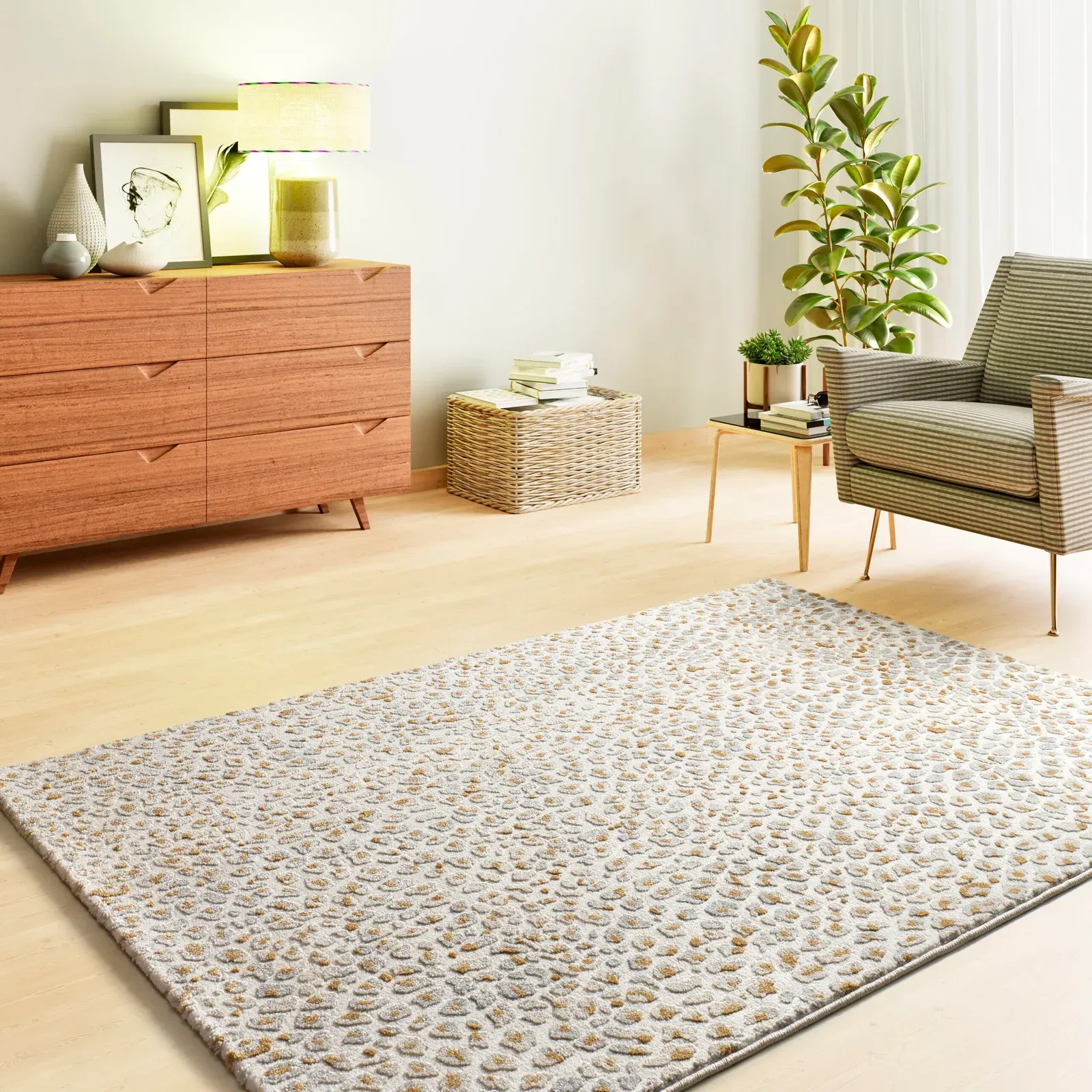 Tepih AMARA 13001 srebrna, 080×150 cm — gornji prikaz