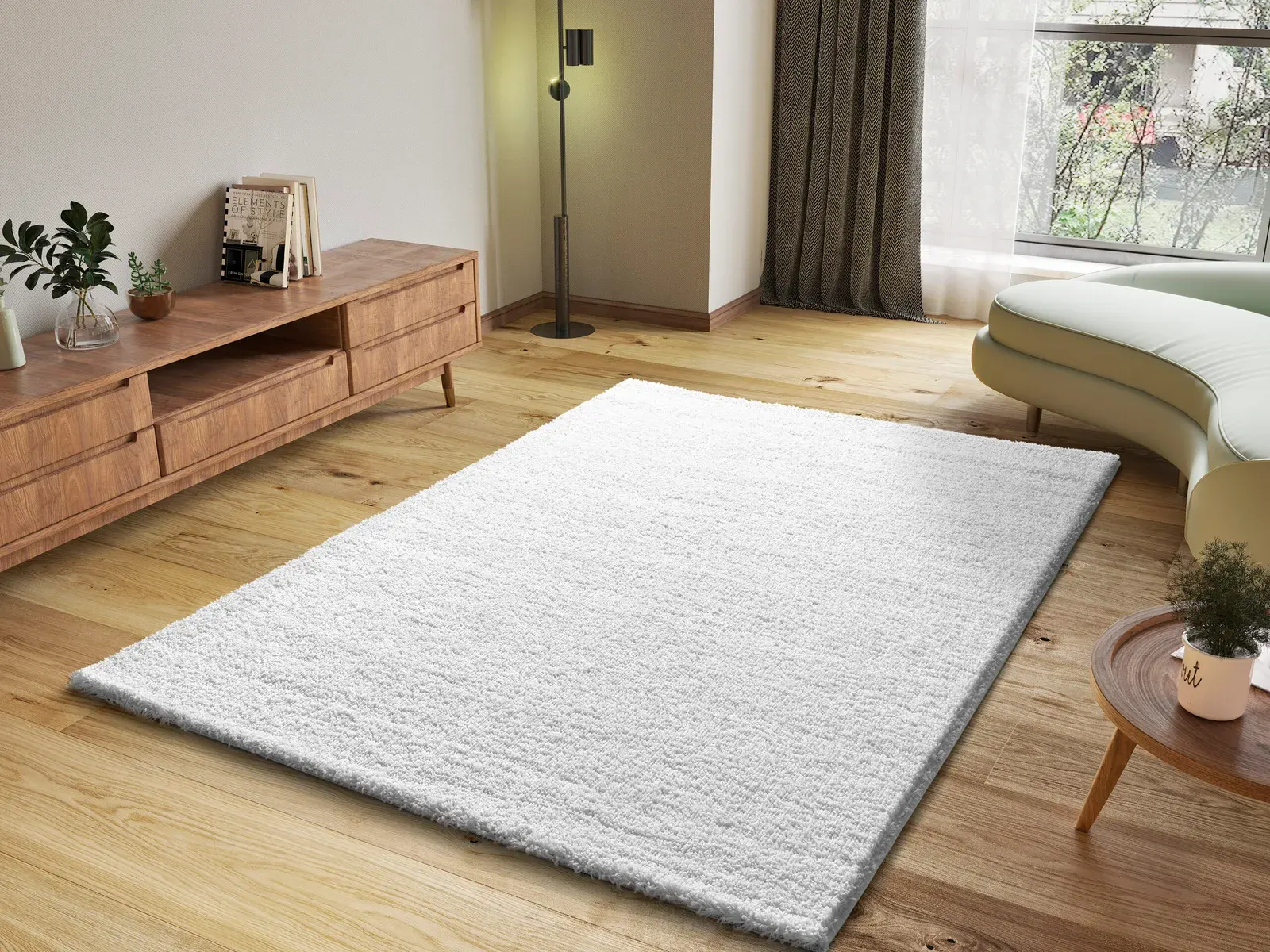 Tepih ATLAS LISO bijela, 060×120 cm — stražnji prikaz