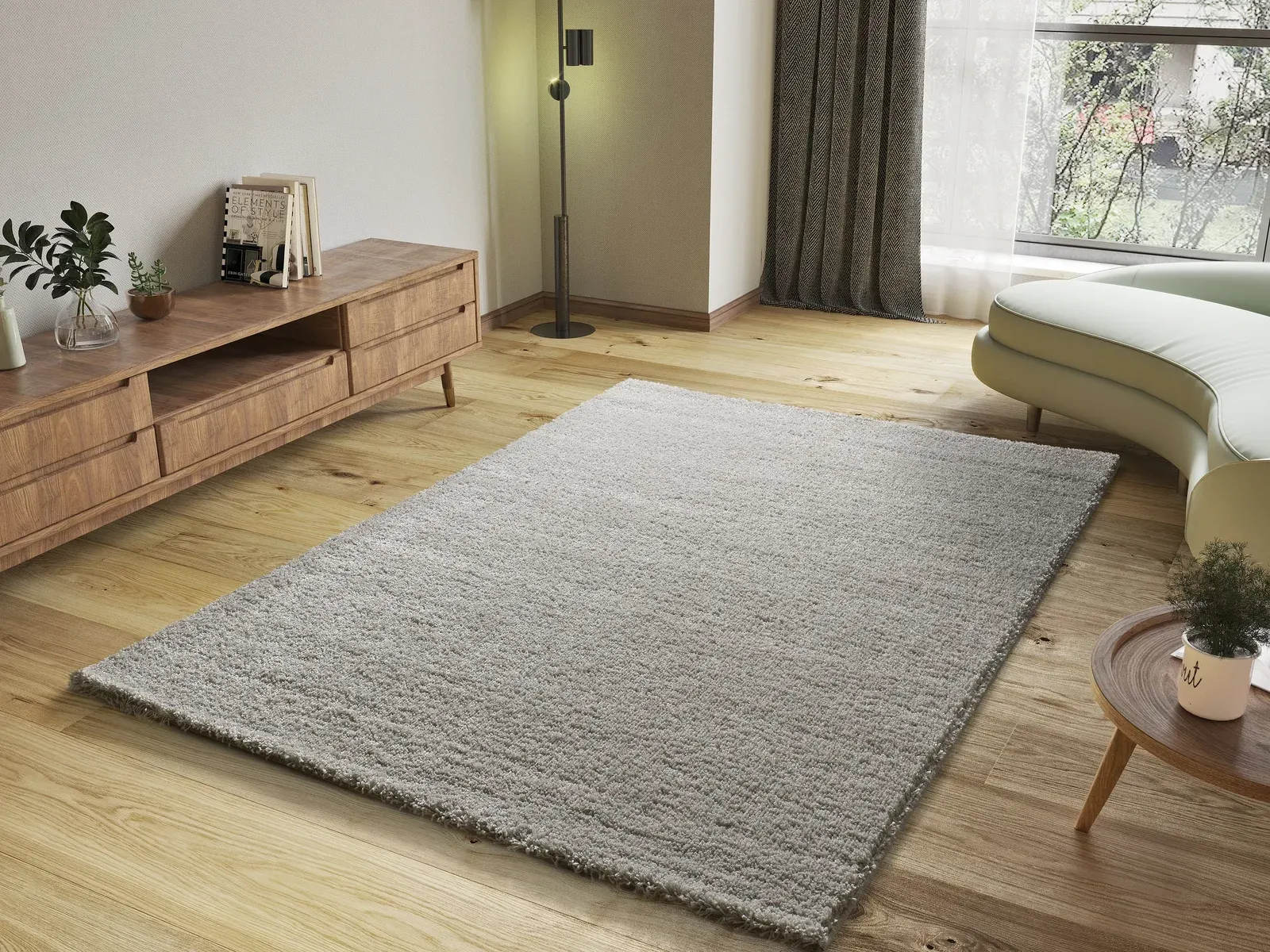 Tepih ATLAS LISO srebrna, 060×120 cm — stražnji prikaz