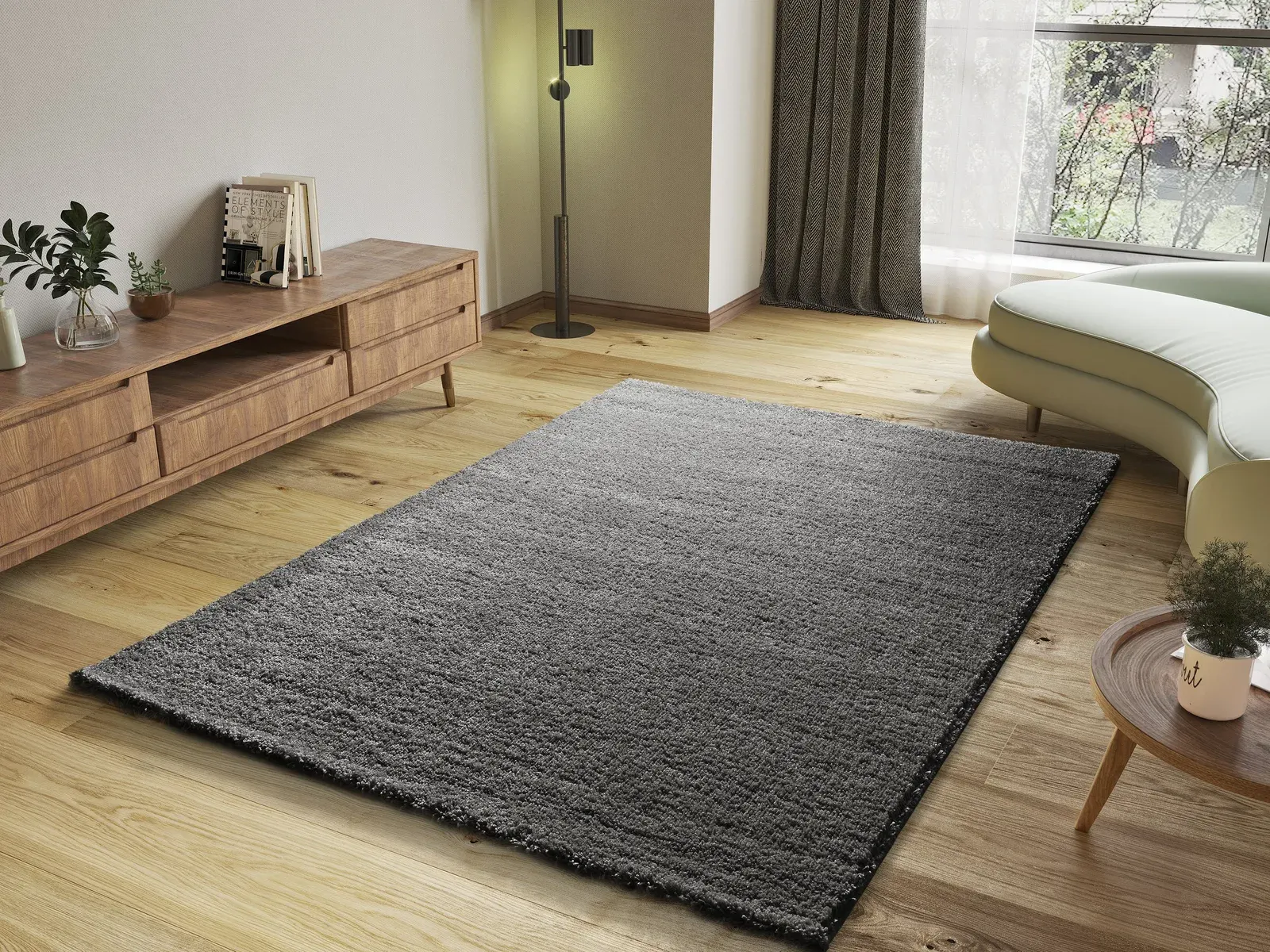 Tepih ATLAS LISO antracit, 060×120 cm — stražnji prikaz