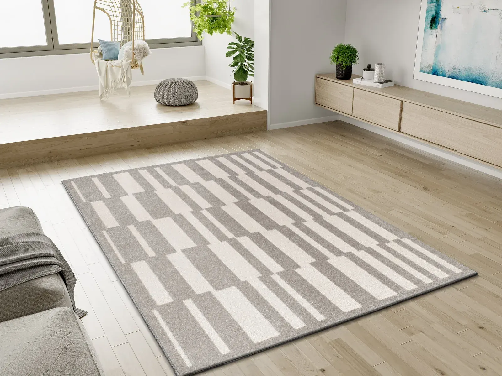 Tepih BARESA 12940 srebrna, 080×150 cm — stražnji prikaz