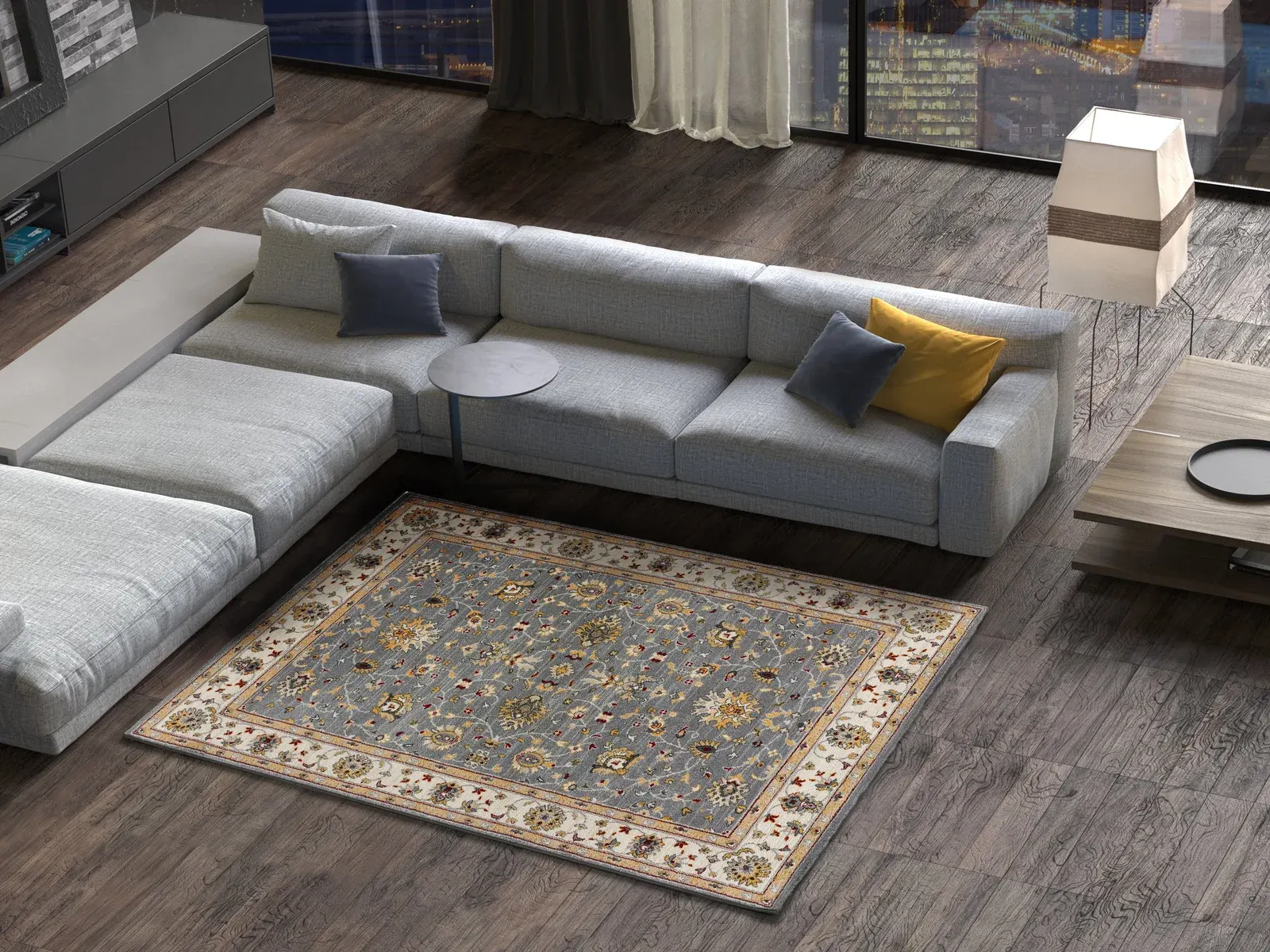Tepih CLASSIC 12505 srebrna, 067×250 cm — stražnji prikaz