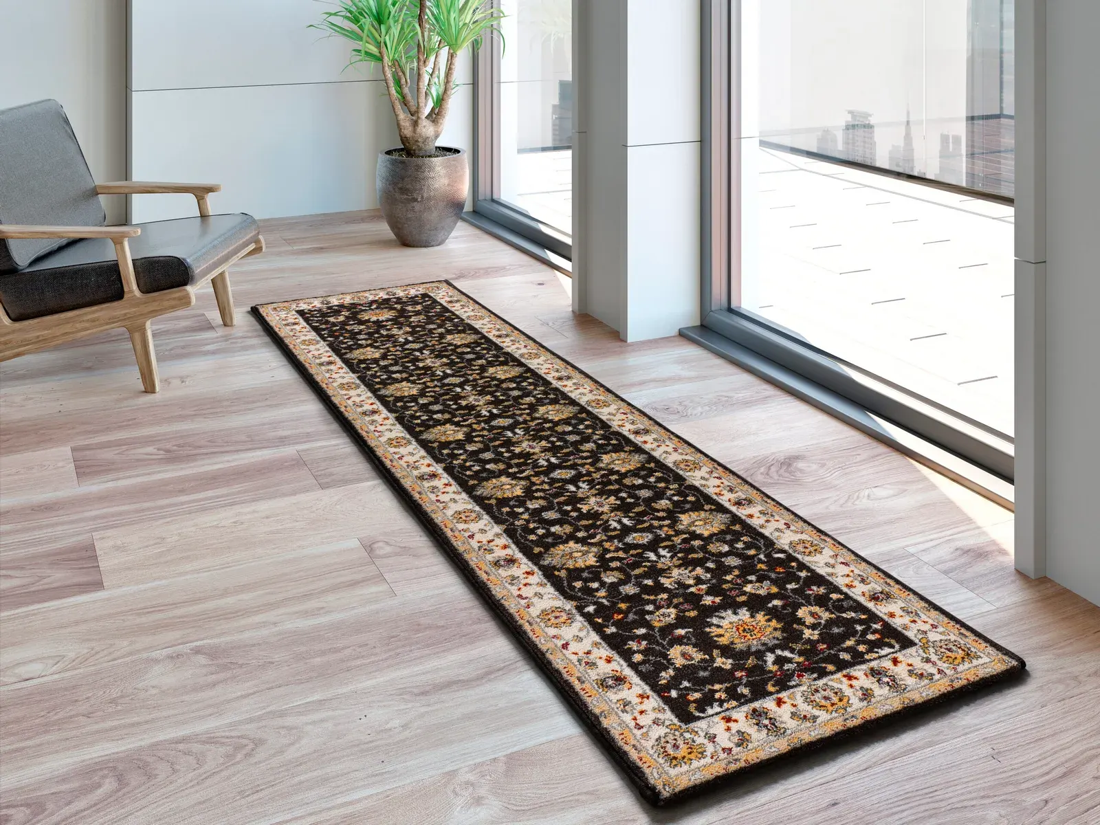 Tepih CLASSIC 12505 antracit, 067×250 cm — stražnji prikaz