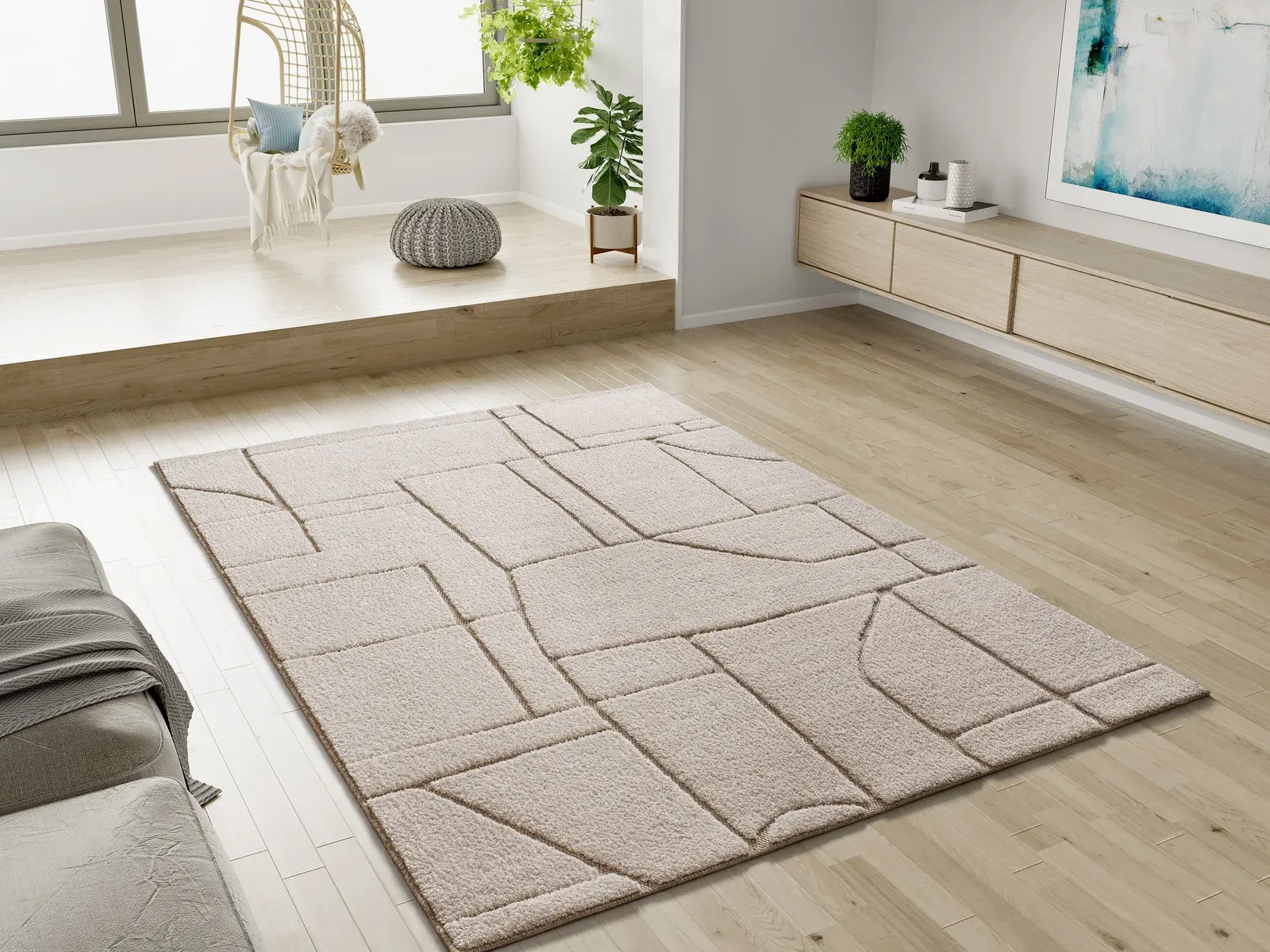 Tepih DIENA 40406 bijela, 080×150 cm — lifestyle prikaz