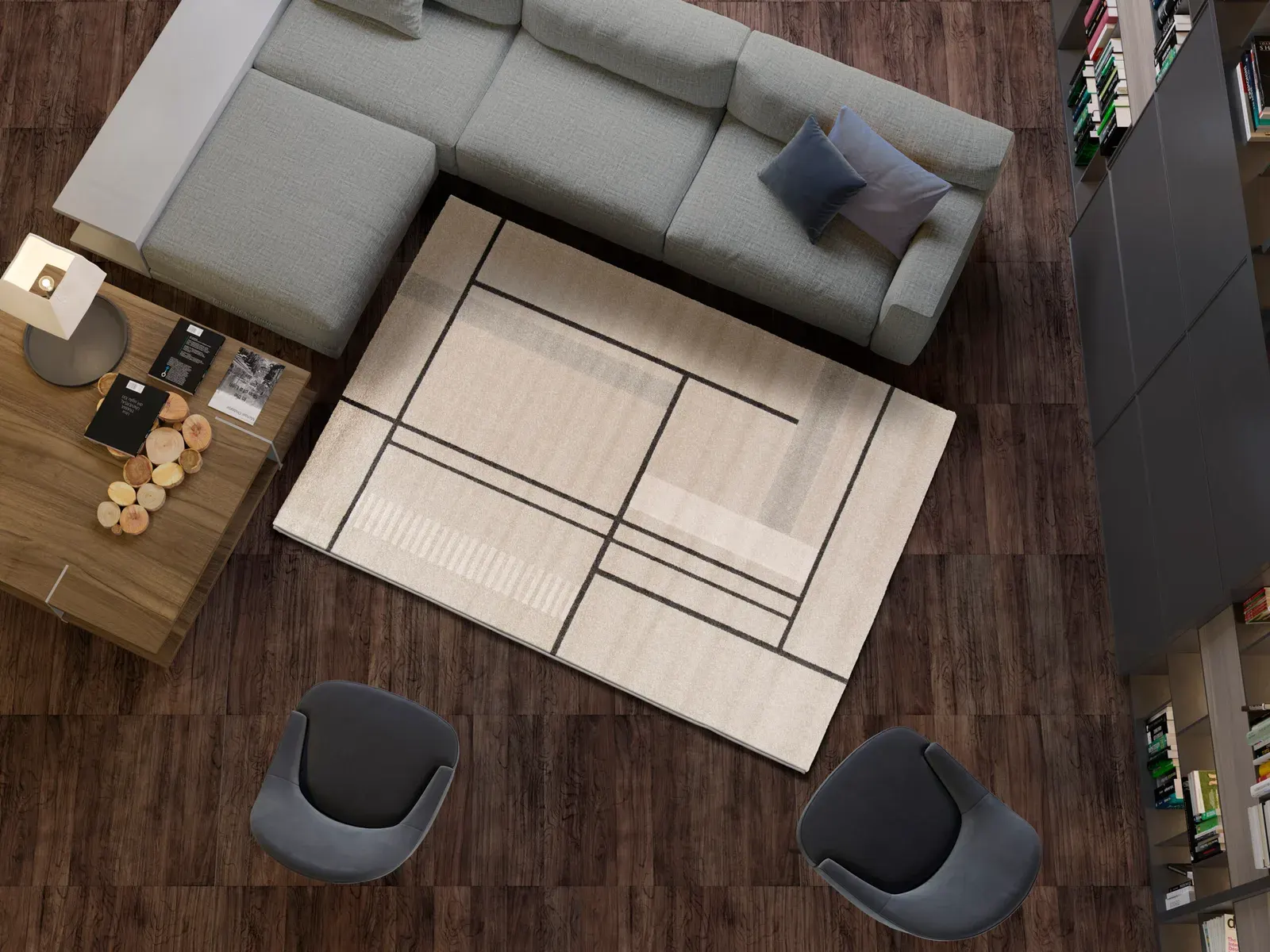 Tepih DOMUS 32302 bež, 080×150 cm — gornji prikaz