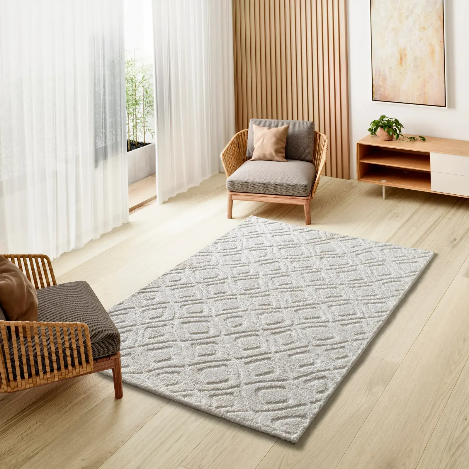 Tepih JUNO 111 bijela, 064×120 cm — gornji prikaz