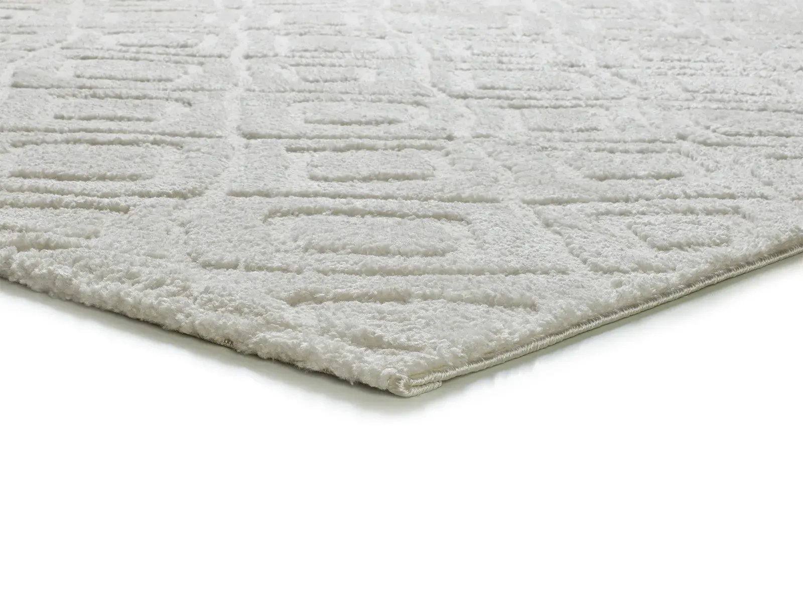 Tepih JUNO 111 bijela, 064×120 cm — bočni prikaz