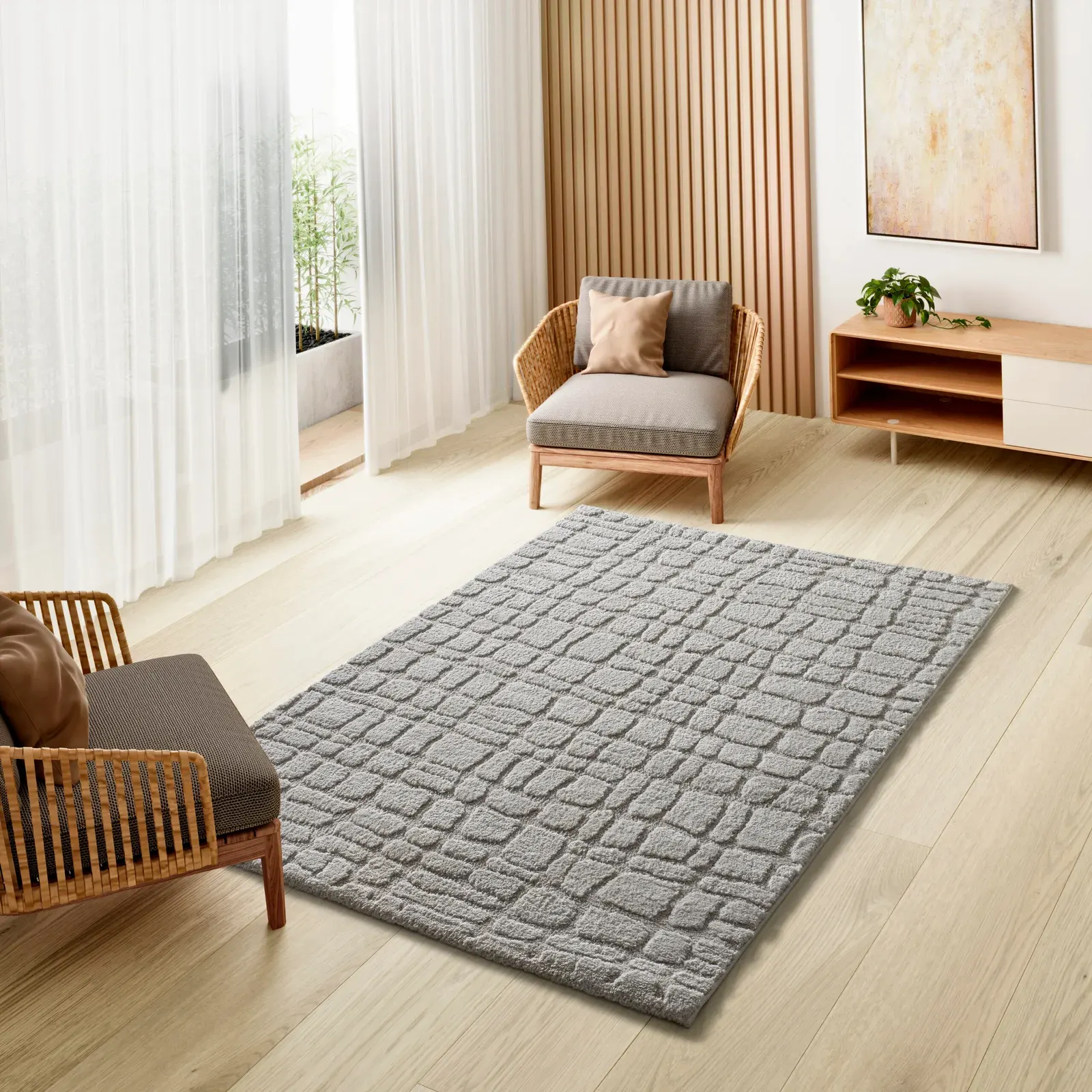 Tepih JUNO 13 srebrna, 064×120 cm — gornji prikaz