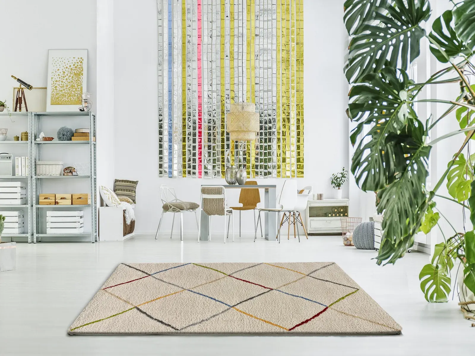 Tepih KASBAH 8600 bijela, 080×150 cm — stražnji prikaz