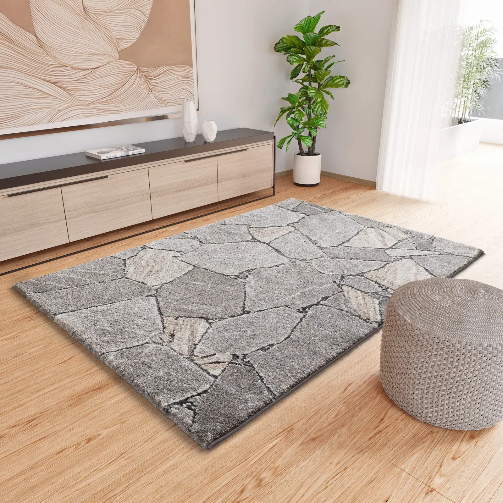 Tepih KIVET 9055 siva, 080×150 cm — stražnji prikaz